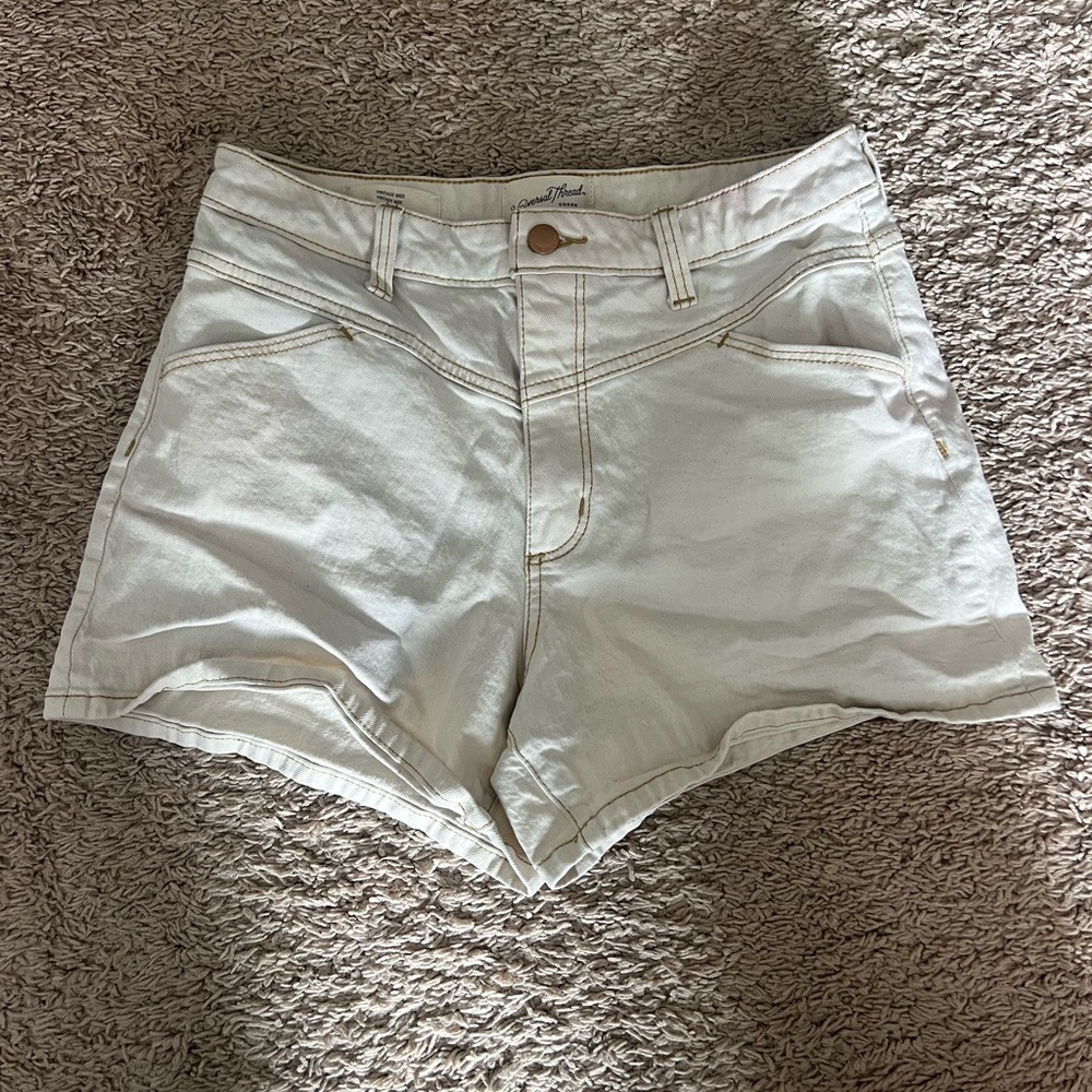 Women's Cream Denim Shorts